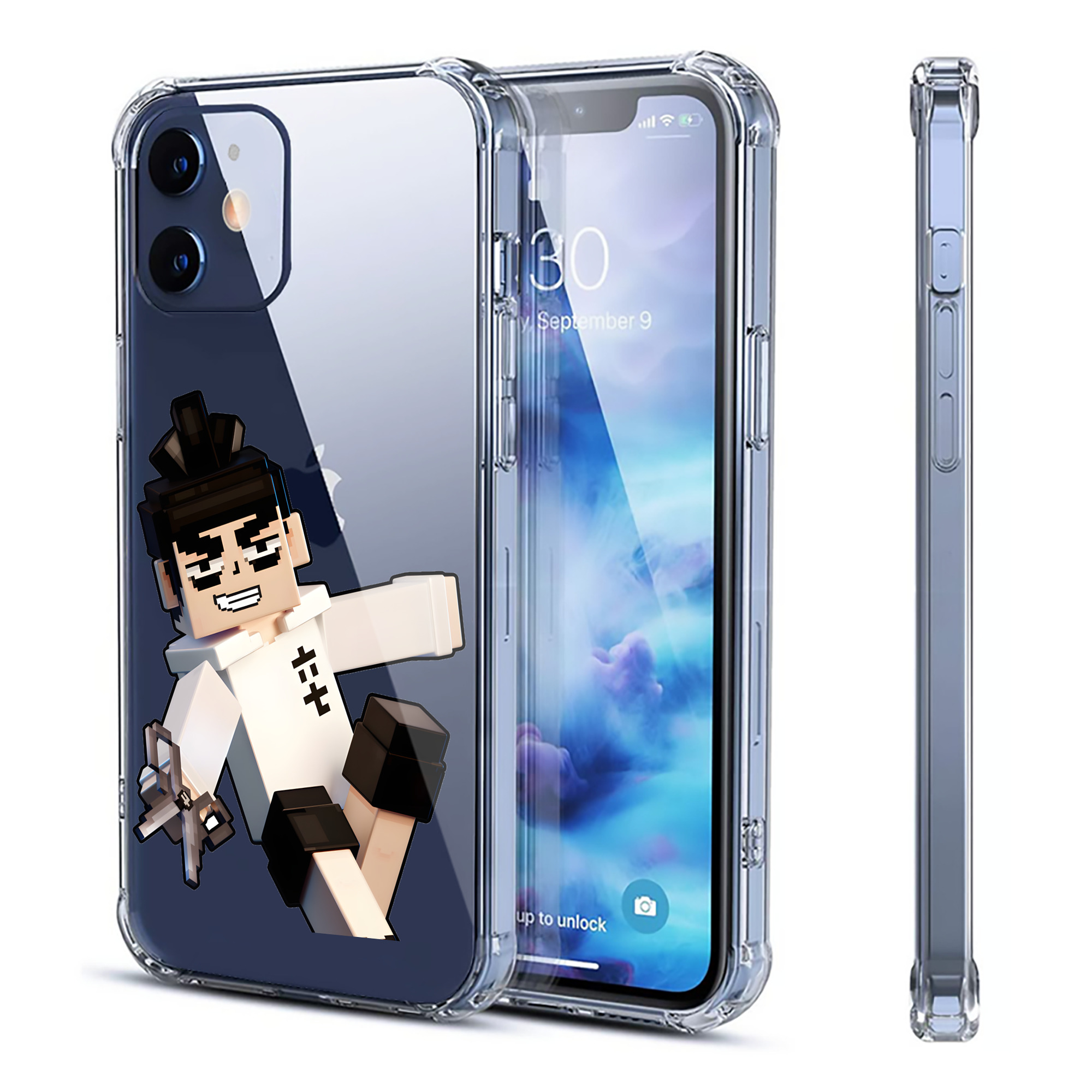 （画像用） マインクラフト ブロックの世界 Minecraft MC Block world 【iPhone 12シリーズ対応】透明スマホケース（クリアソフトケース）